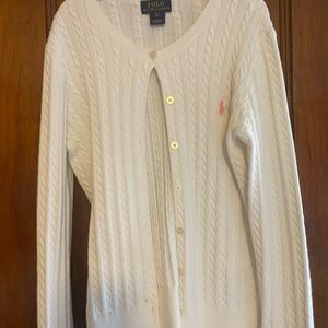 Girls polo sweater white size xl 16